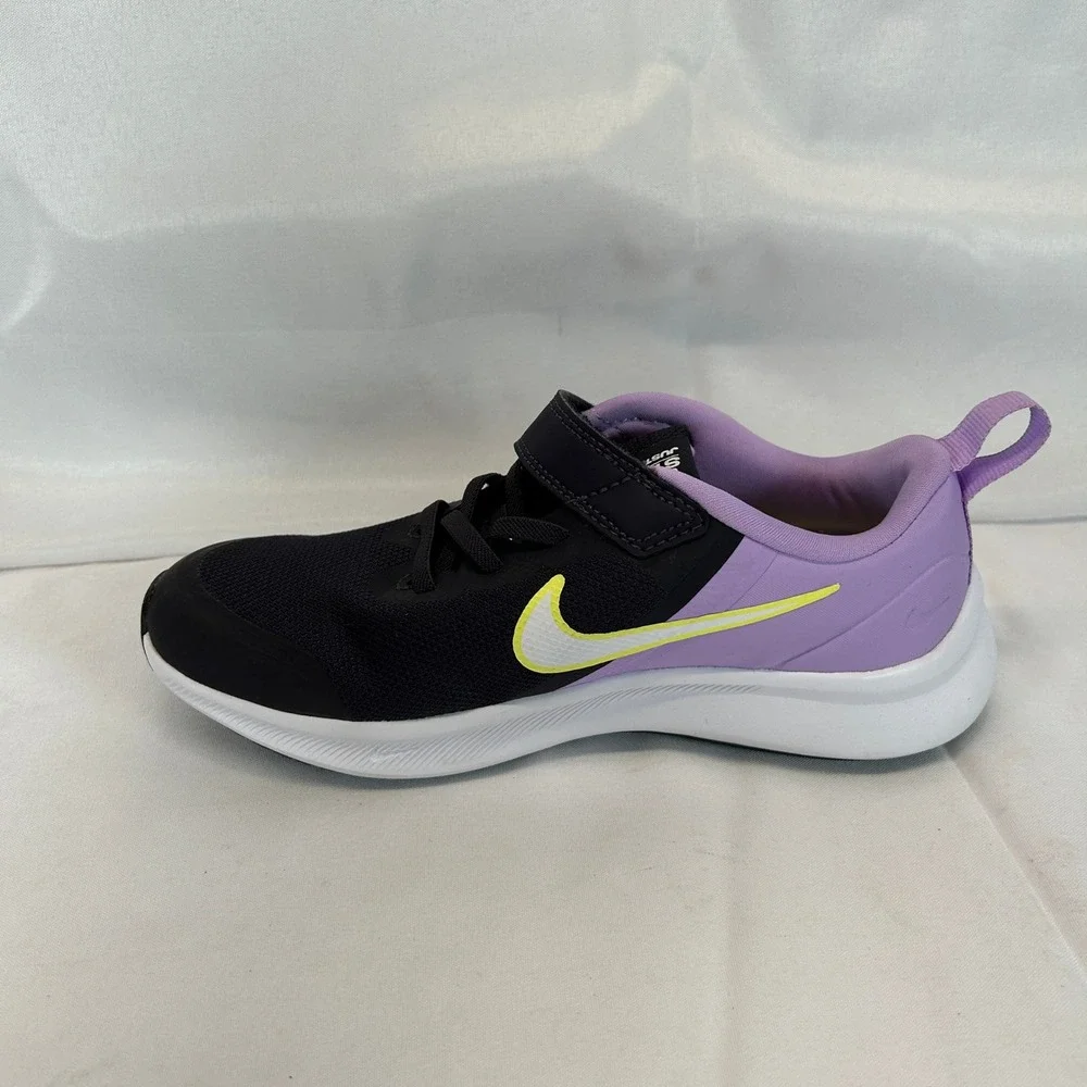 Nike Star Runner 3 Kids Size 2Y Black Purple Lemon Venom DA2777-500 Sneaker